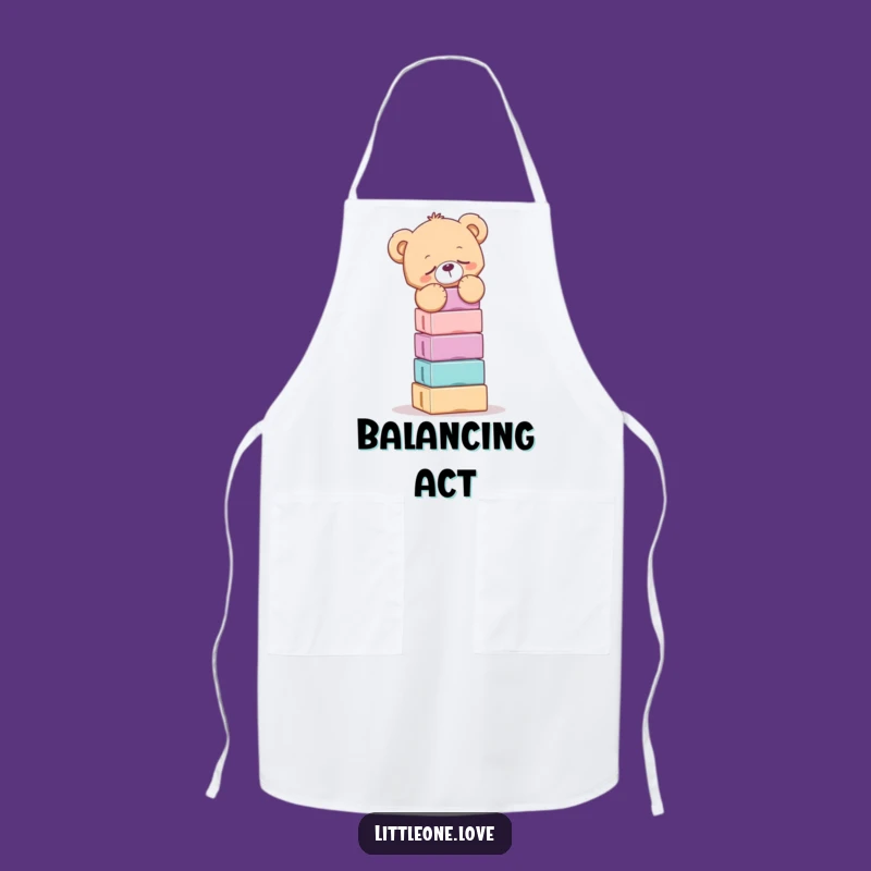 Funny Sleepy Teddy Bear Balancing Blocks Apron - Kitchen Balance Gift