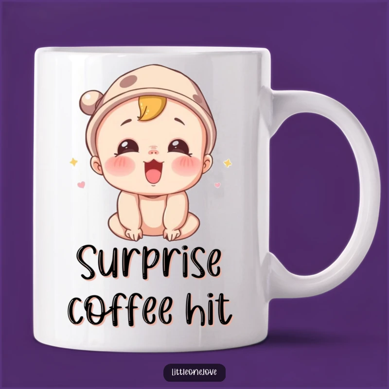 Funny Surprised Baby Squeal Mug - Joyful Hat Character Cup, Perfect Funny Gift for Big Reactions
