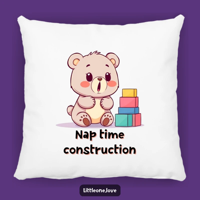 Funny Baby Bear Building Blocks Pillow: Cozy & Comical Surprise Accent