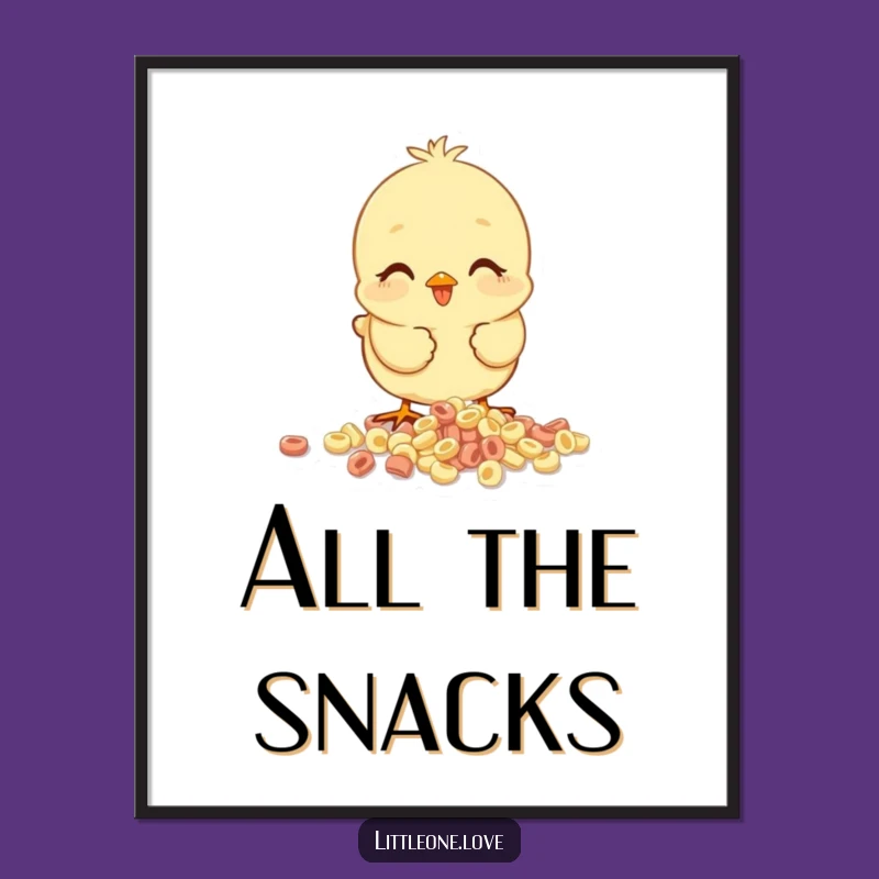 Funny Baby Chick Cereal Digital Art: Instant Breakfast Decor Gift