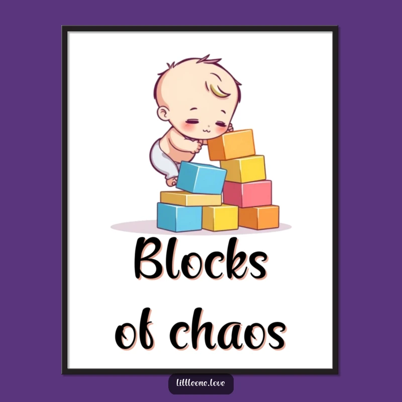 Funny Block Fail Digital Art: Child Character Print, Humorous Gift