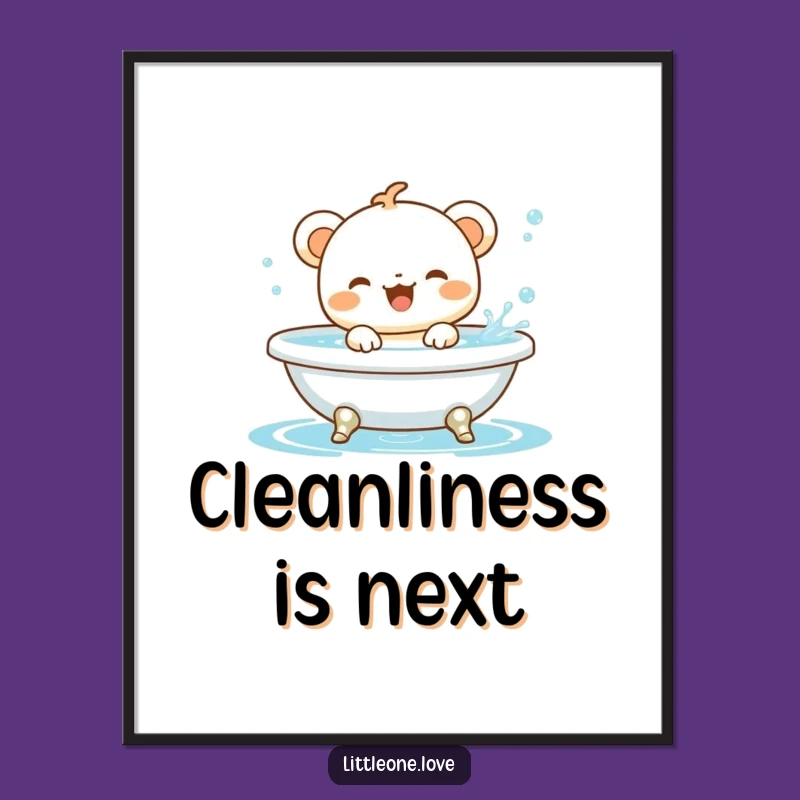 Funny Baby Animal Bath Digital Print: Cute Creature Splashing Wall Art Gift