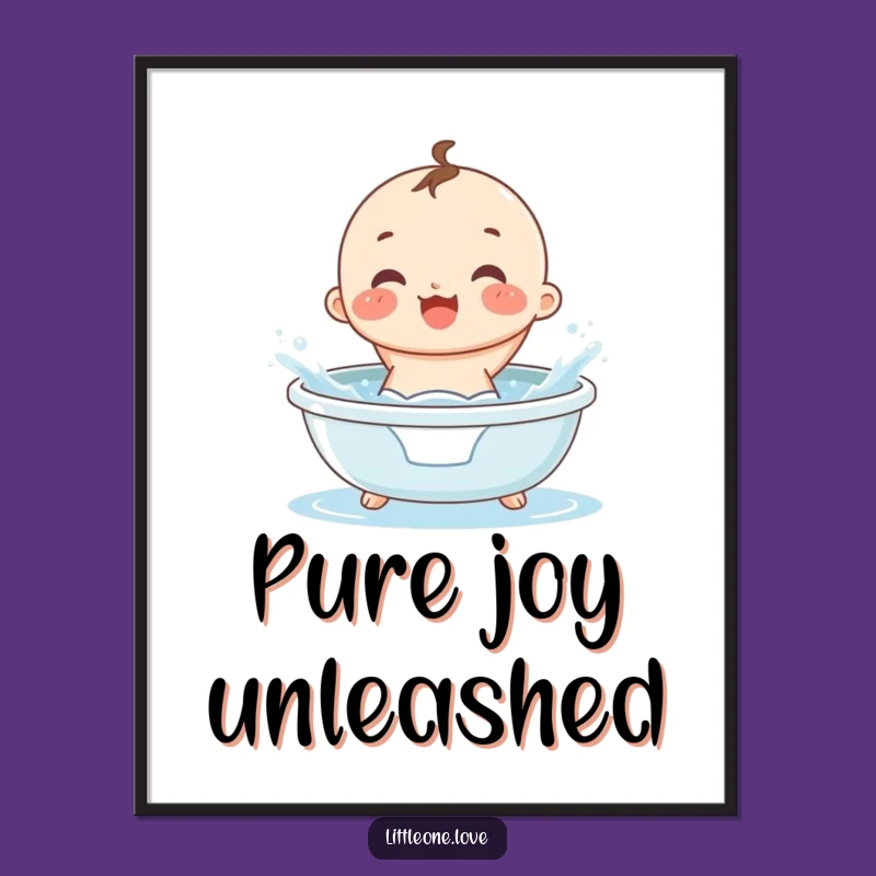 Funny Splashing Baby Digital Art: Instant Downloadable Diaper Humor