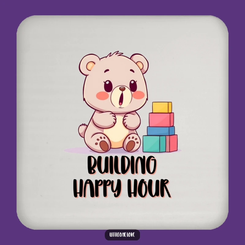 Funny Baby Bear Building Blocks Coaster: Protect Surfaces with Surprise