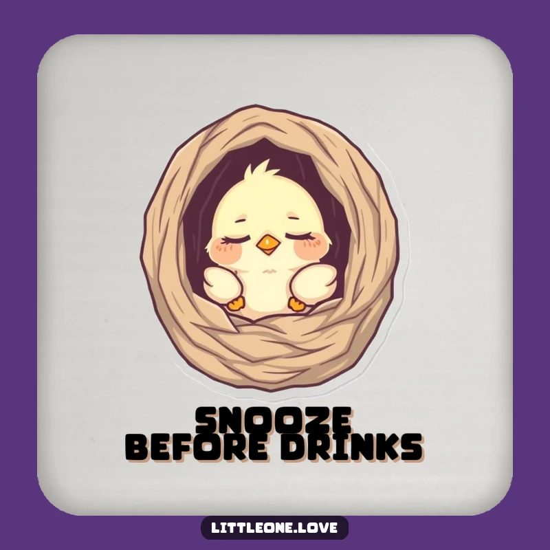 Funny Coaster Set: Sleepy Baby Bird Nest Peek Protection