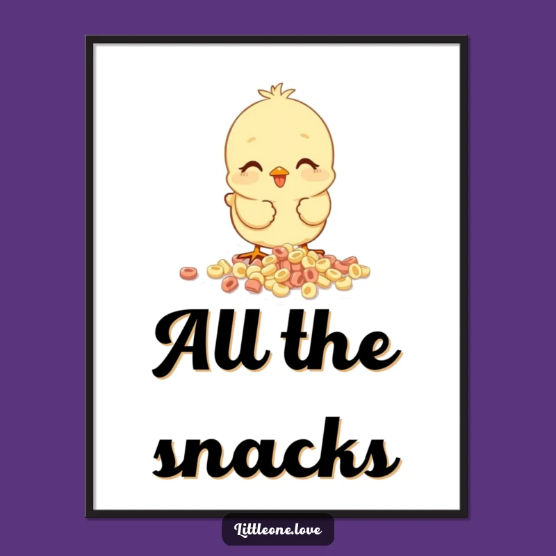 Funny Baby Chick Cereal Poster: Happy Pecking Wall Art Gift