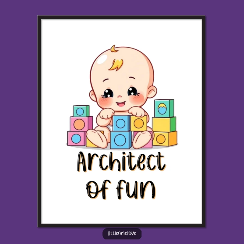 Funny Playful Baby Blocks Poster - Whimsical Toddler Art, Delightful Funny Gift for Playrooms