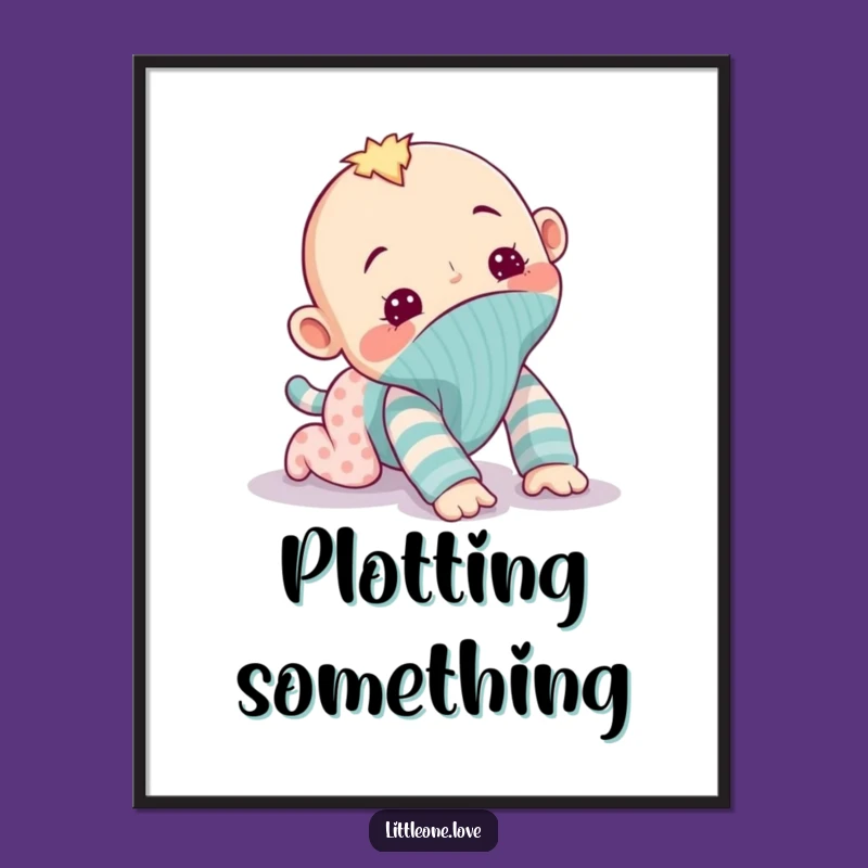 Funny Sock Puppet Poster: Mischievous Baby's Escape Art