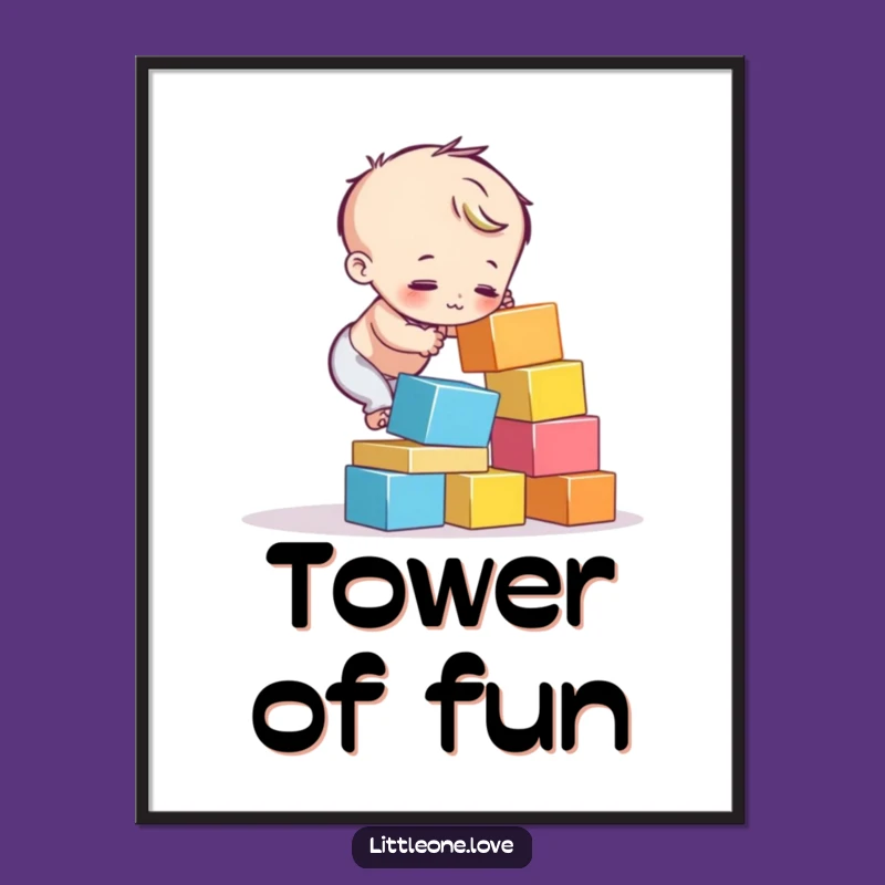 Funny Block Fail Poster: Child Character Art, Humorous Decor Gift