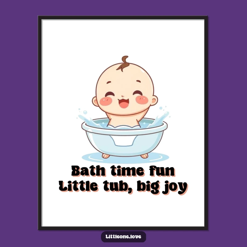 Free Printable Funny Baby Bath Wall Art - Splashing Character Downloadable Gift