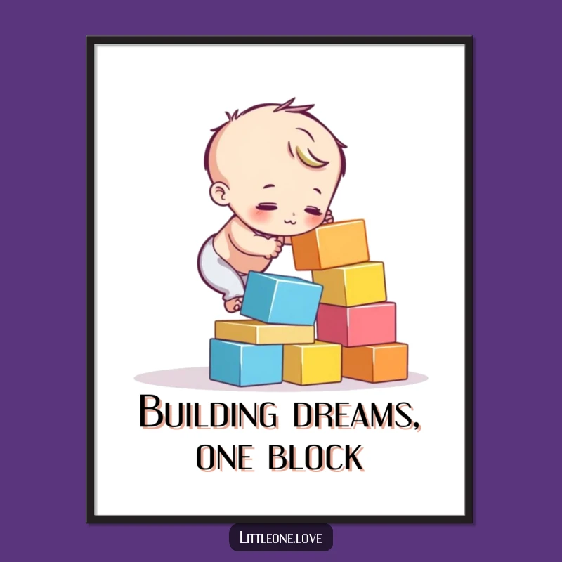 Free Printable Wall Art: Tumbling Blocks, Child's Play, Whimsical Decor Poster