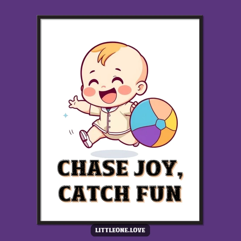 Funny Free Printable Wall Art: Toddler's Ball Chase - Joyful Downloadable Decor