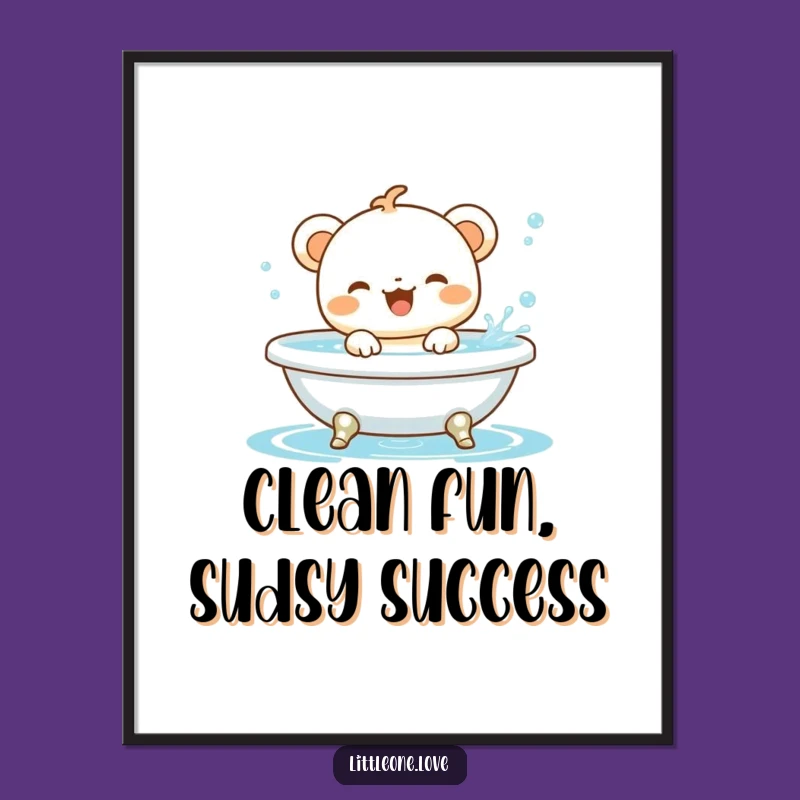 Funny Free Printable Wall Art: Baby Animal Bathtime Splash - Cute Downloadable Decor