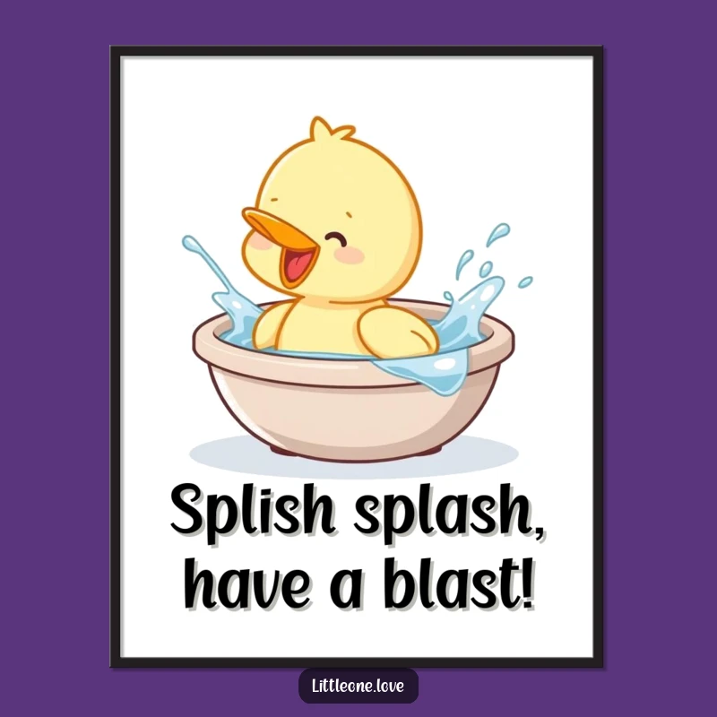 Splashing Duckling Free Printable Wall Art - Cute Downloadable Decor