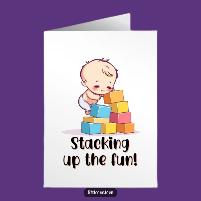 Free Printable Birthday Card: Tumbling Blocks, Playful Child, Funny Downloadable Gift