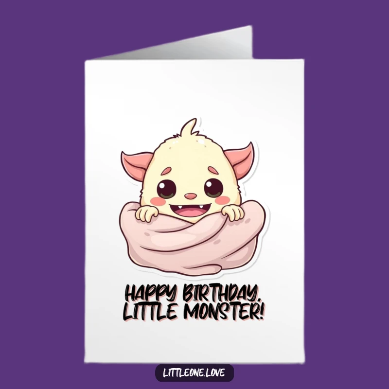 Free Printable Funny Baby Monster Birthday Card - Peekaboo Character DIY Downloadable