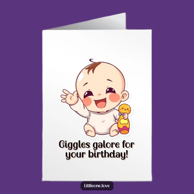 Free Printable Funny Giggling Baby Birthday Card - Reaching Character DIY Downloadable