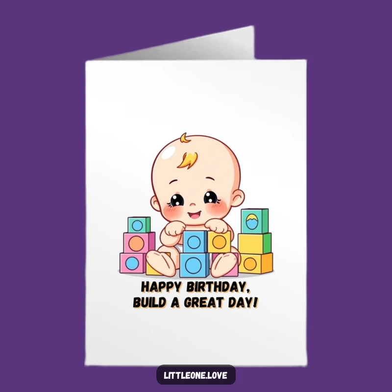 Free Printable Playful Baby Birthday Card - Fun Downloadable Building Block Gift
