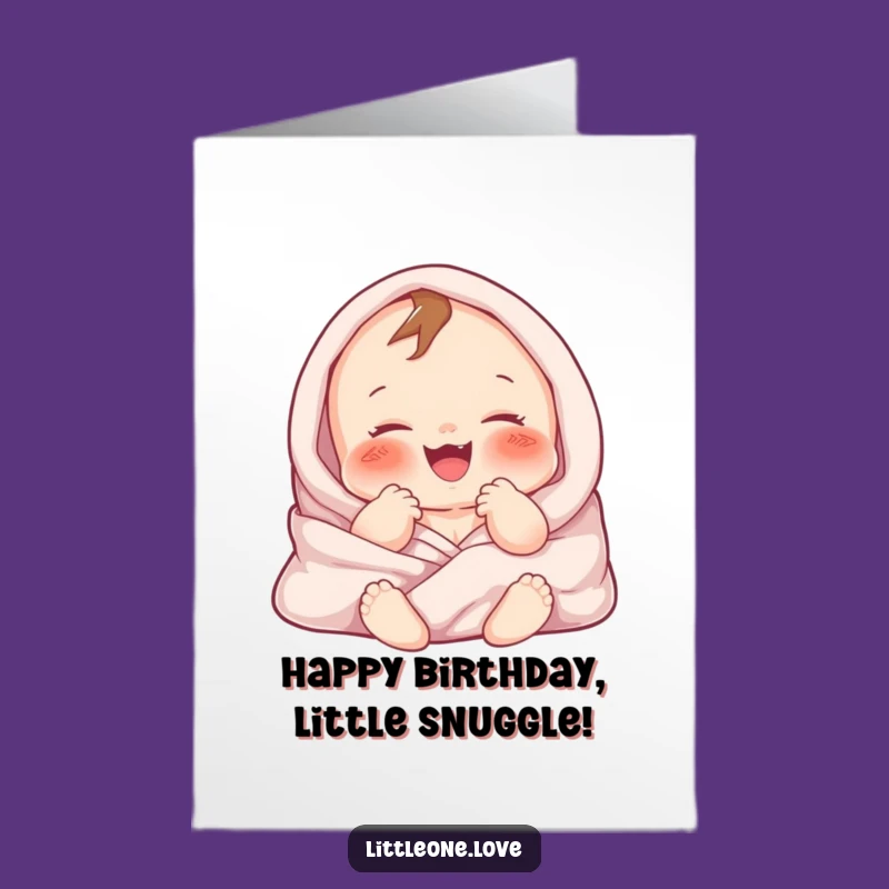 Free Printable Birthday Card: Delighted Baby, Cozy Blankets, Adorable Downloadable Gift