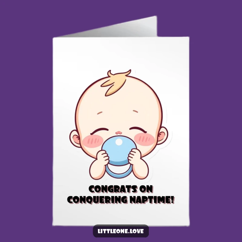 Free Printable Funny Sleepy Baby Congratulations Card - Pacifier Character DIY Downloadable