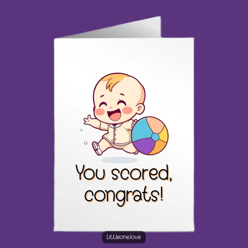 Free Printable Congrats Card: Toddler Ball Chase - Funny Downloadable Gift