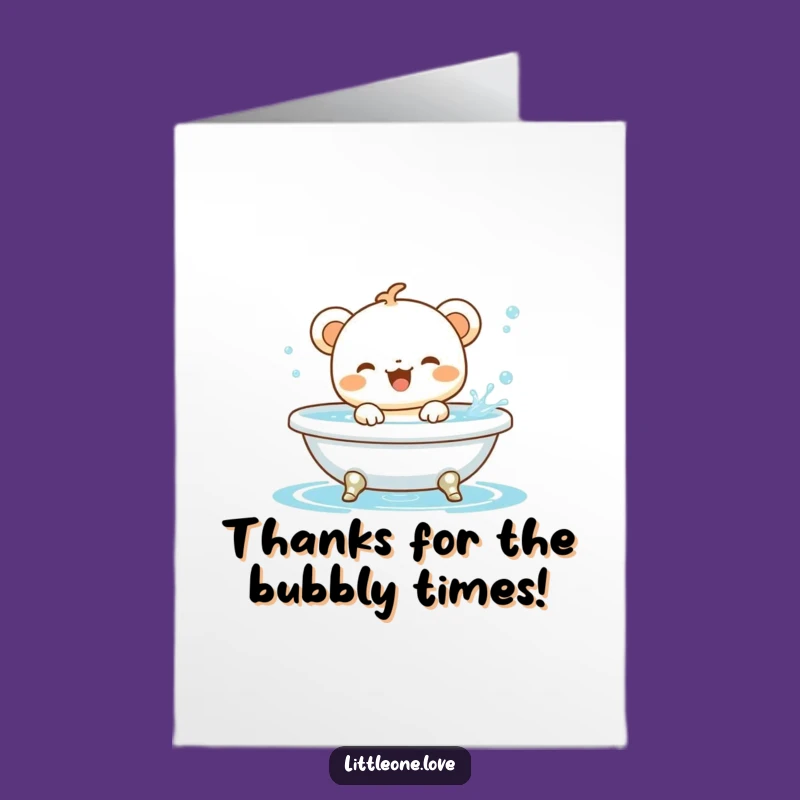 Free Printable Thank You Card: Baby Animal Bathtime Bliss - Funny Downloadable Gift