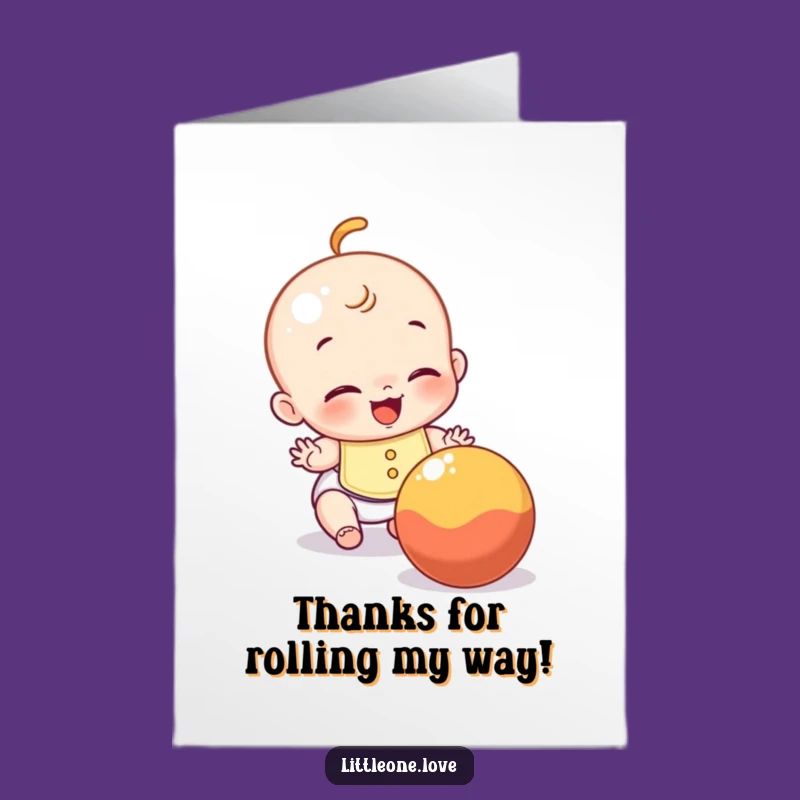 Free Printable Thank You Card: Giggling Baby & Ball, Cute Downloadable Gratitude