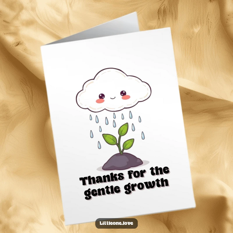 Sweet Free Printable Thank You Card: A gentle cloud raining on a tiny sprout, representing gratitude and nurturing.