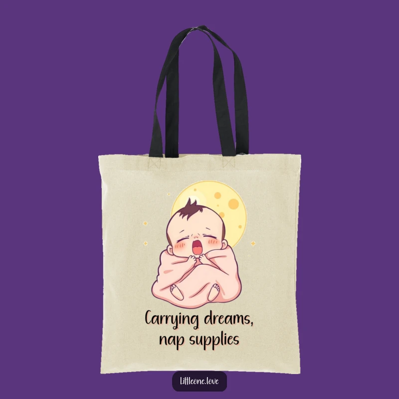 Funny Sleepy Baby Moon Tote Bag - Yawning Character Carry-All, Charming Funny Gift for Essentials